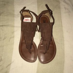 Brown Fringe Sandals